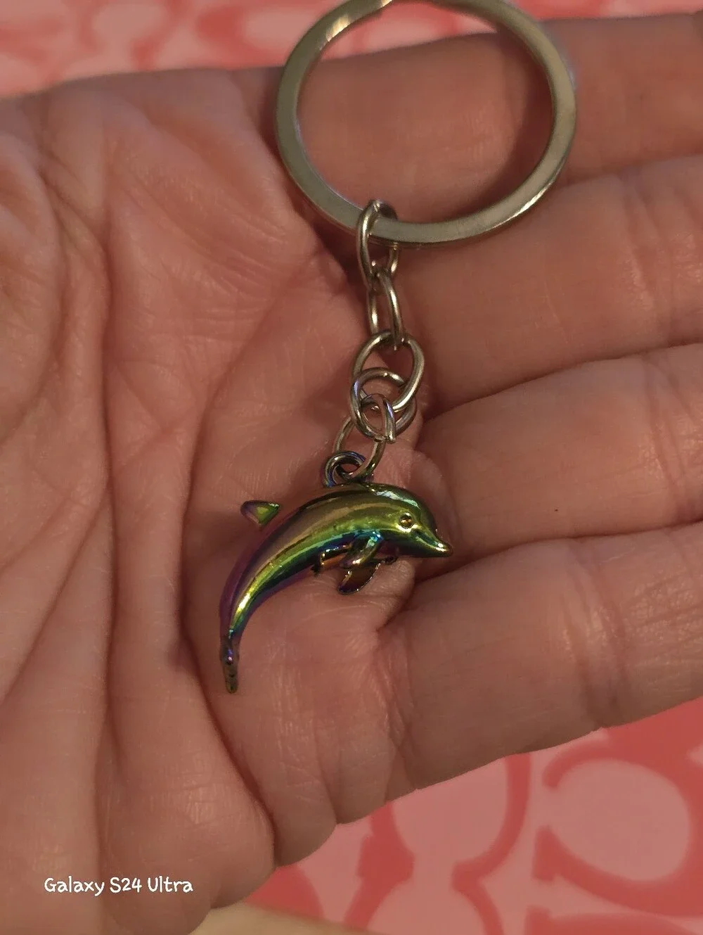 Tiny Rainbow Metallic Dolphin Bag Charm/ Keychain NEW